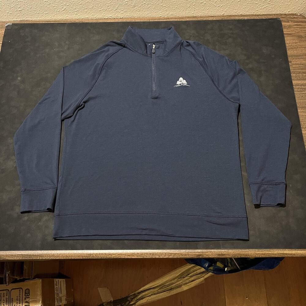 G Fore Pullover Mens Large Navy Blue Quarter Zip Golf Performance Sweatshirt Top